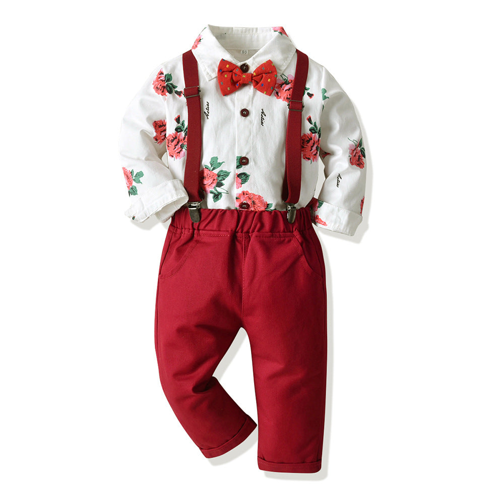Wholesale Children's Cotton Long Sleeved Shirts and Suspenders
